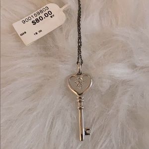 Silver/Diamond Key Pendant Necklace